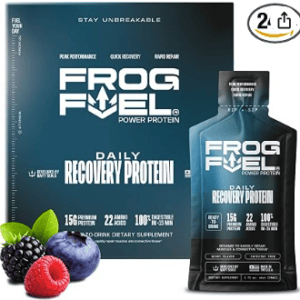 Frog Fuel Power Regular Complete Liquid Protein Shot, 15g, Nano Hydrolyzed & Grass Fed Collagen, Post Workout, Gluten Free, Fat & Sugar Free, 22 Amino Acids, 0 Carbs, Berry, 24 Pack
