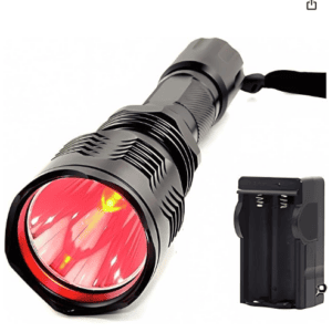 Brightest Waterproof Red Light Flashlight 1000 Lumens 350 Yard Long Range Red Hunting Light Coyote Hog Night Vision Red LED Flashlight Light Lamp Torch with Rechargeable Battery Charger